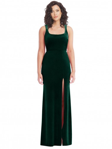 Long Sleeveless Stretch Velvet Dark Green Trumpet Semi Formal Evening Dress / Prom Dress / Bridesmaid Dress Canberra