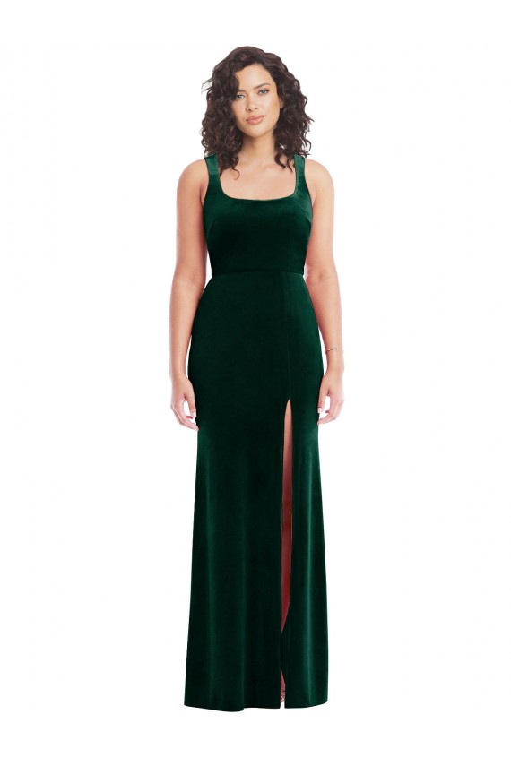 Long Sleeveless Stretch Velvet Dark Green Trumpet Semi Formal Evening Dress / Prom Dress / Bridesmaid Dress Canberra