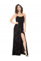 Long Sleeveless Floral Velvet & Stretch Velvet Black A-Line Bridesmaid Dress Canberra