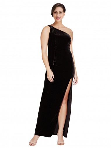 Long Sleeveless Stretch Velvet Black Sheath Formal Evening Gown / Prom Dress / Bridesmaid Dress Canberra
