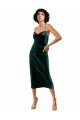 Midi Length Sleeveless Stretch Velvet Dark Green Sheath Formal Dress / Bridesmaid Dress Canberra