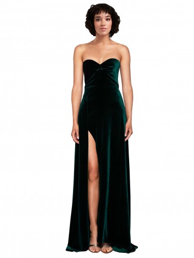 Sweep Train Sleeveless Stretch Velvet Dark Green A-Line Semi Formal Evening Dress / Prom Dress / Bridesmaid Dress Canberra