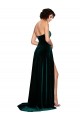Sweep Train Sleeveless Stretch Velvet Dark Green A-Line Semi Formal Evening Dress / Prom Dress / Bridesmaid Dress Canberra